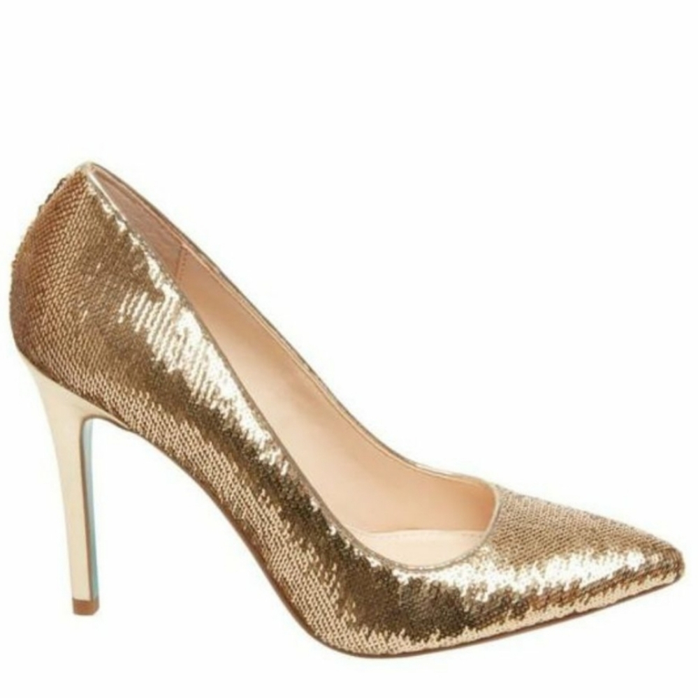 Betsey Johnson Lani Gold Sequin Pumps